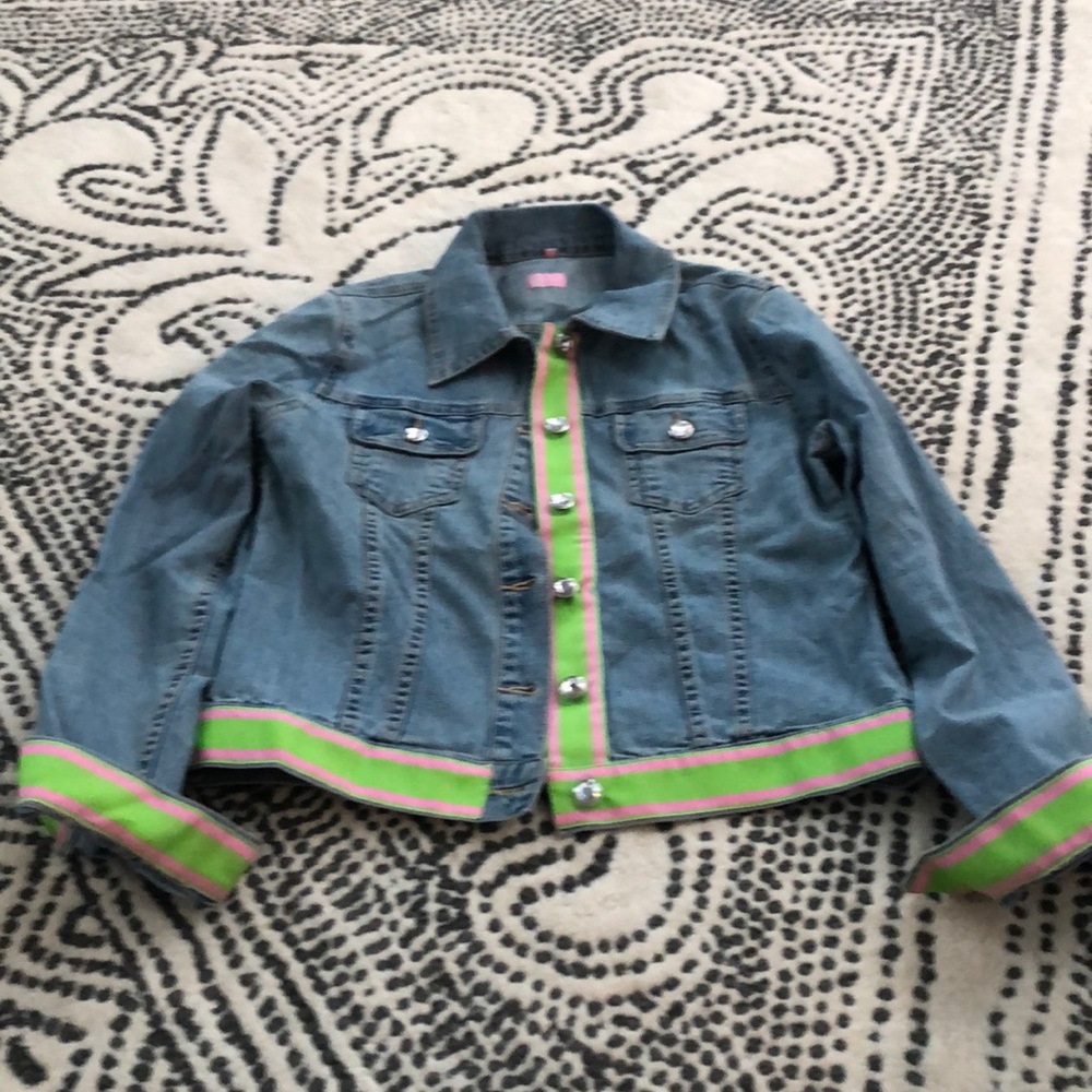 Molly b ribbon rhinestone jean jacket